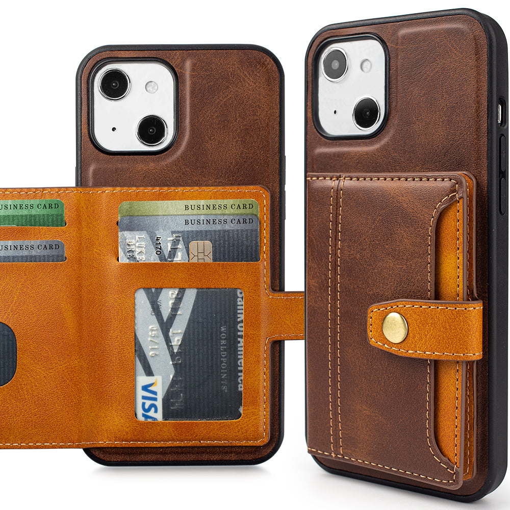 Classy Brown Leather Card Holder Case for iPhone