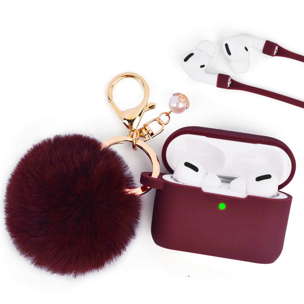 AirPods 3 and Pro Case with Keychain - Burgundy Red — Valerie