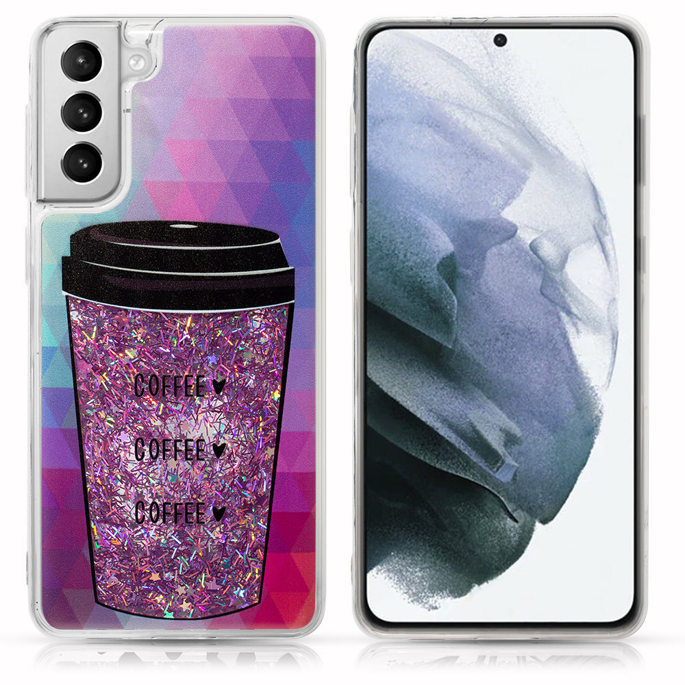 Pink Coffee Glitter Case for Galaxy S21 Series