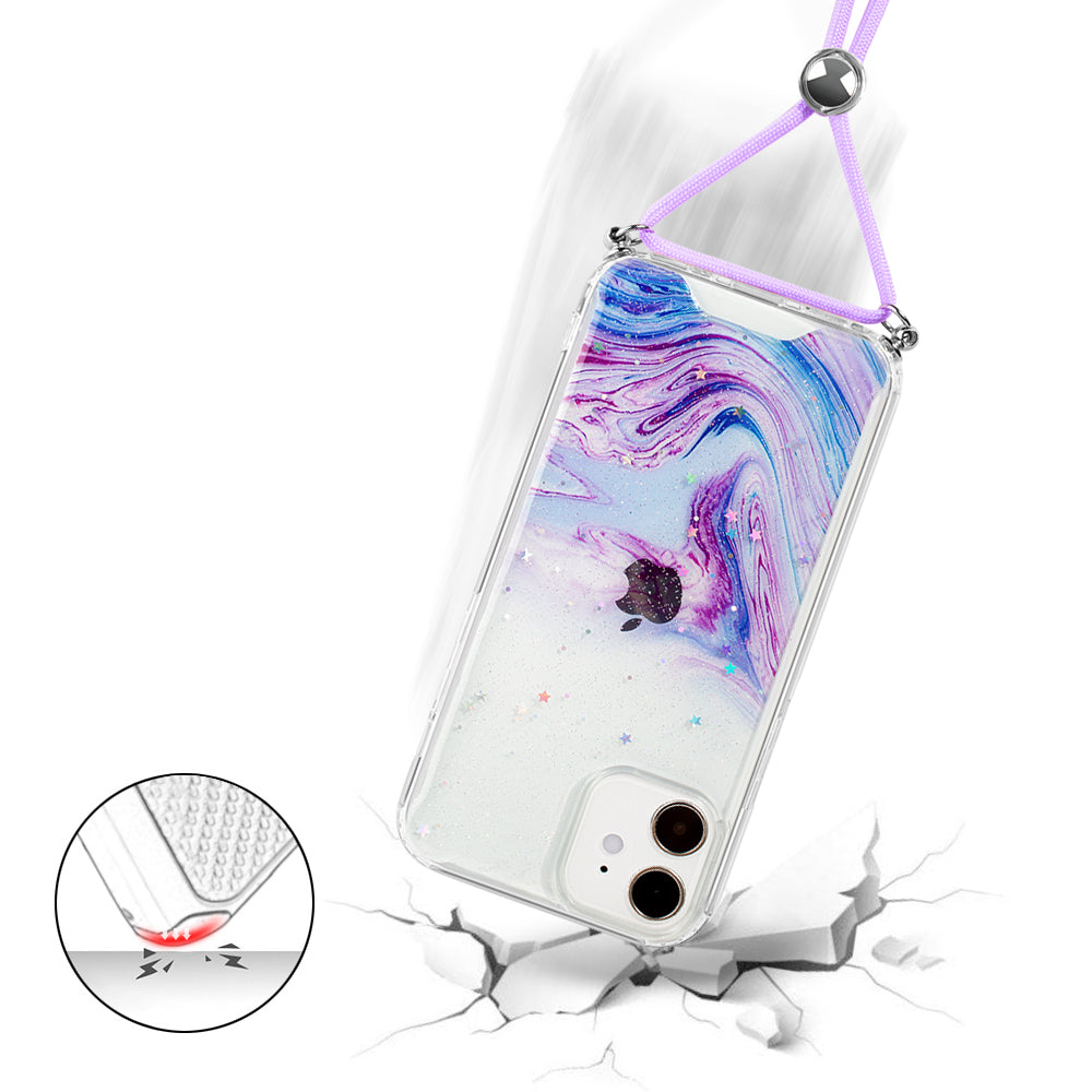 Purple Galaxy Swirl Lanyard Case for iPhone