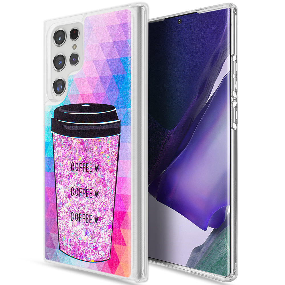Pink Coffee Glitter Case for Galaxy S22 Series