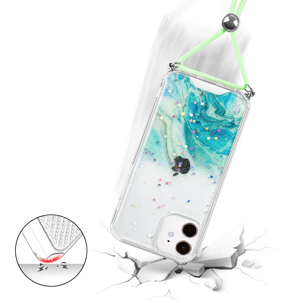 Green Ocean Swirl Lanyard Case for iPhone