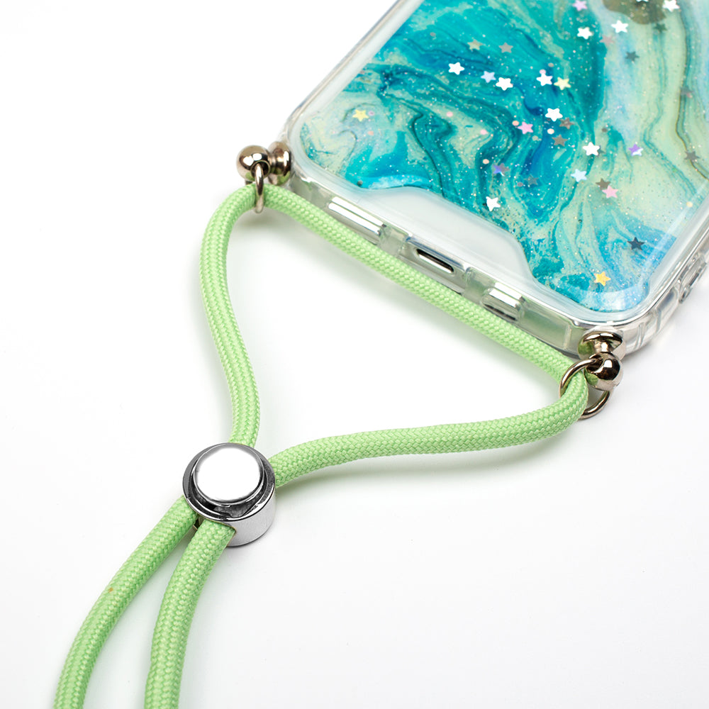 Green Ocean Swirl Lanyard Case for iPhone