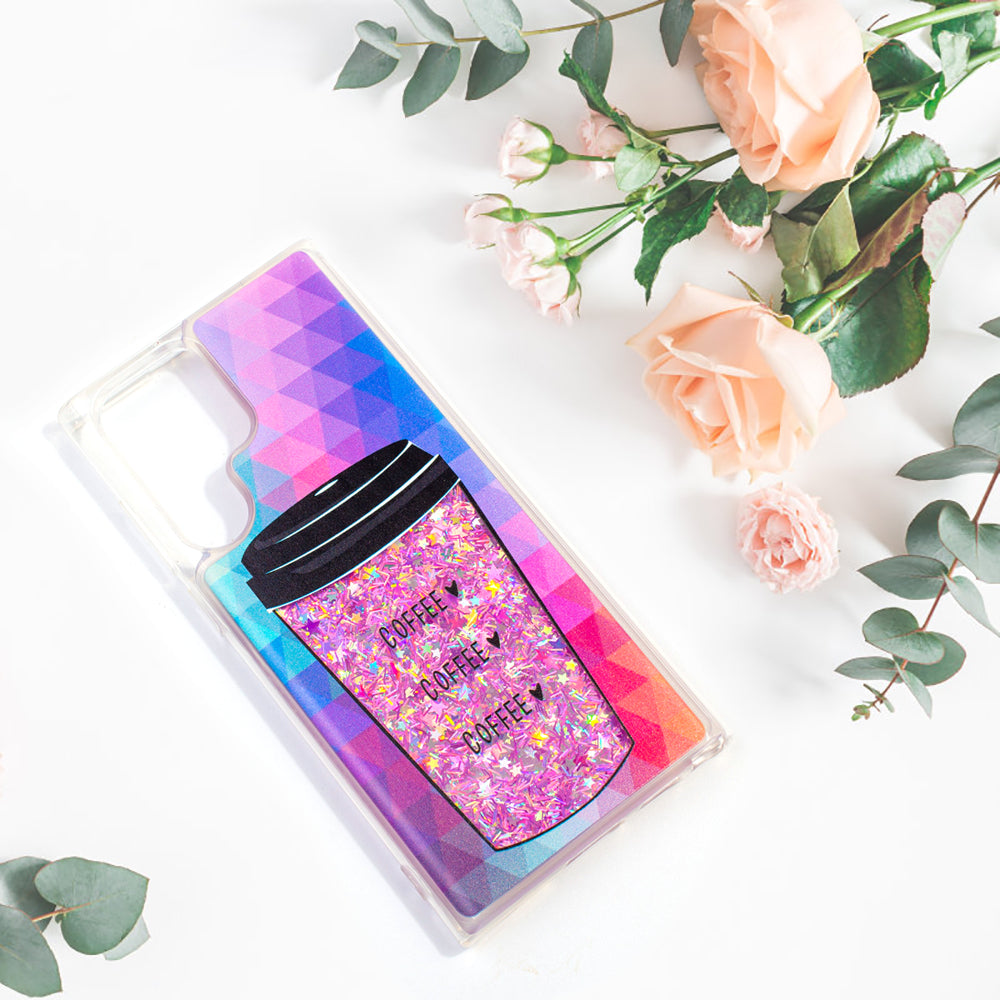 Pink Coffee Glitter Case for Galaxy S22 Series