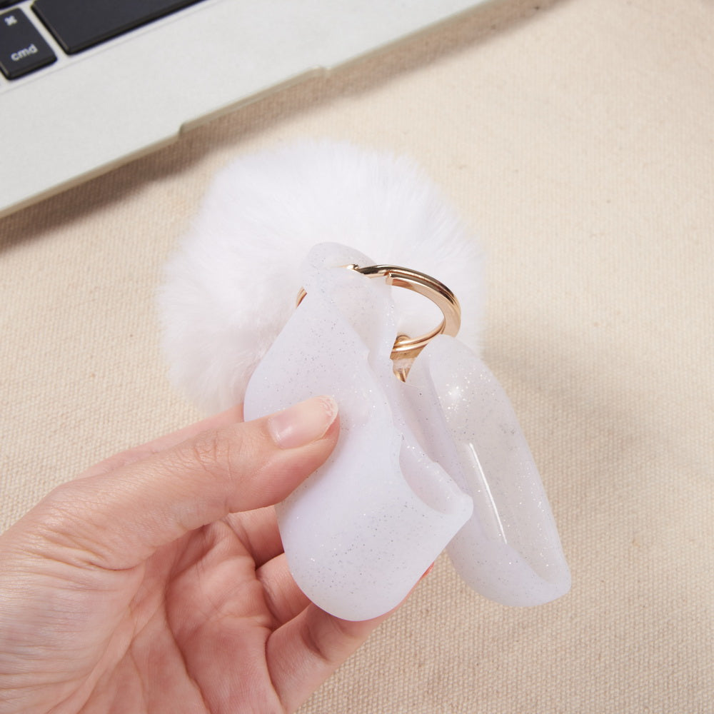 White Glitter Keychain Case for Airpods Pro