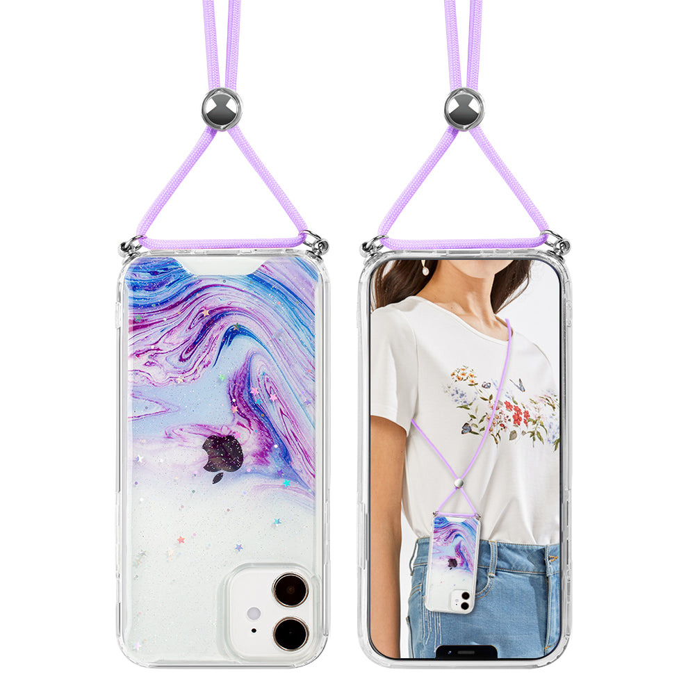 Purple Galaxy Swirl Lanyard Case for iPhone