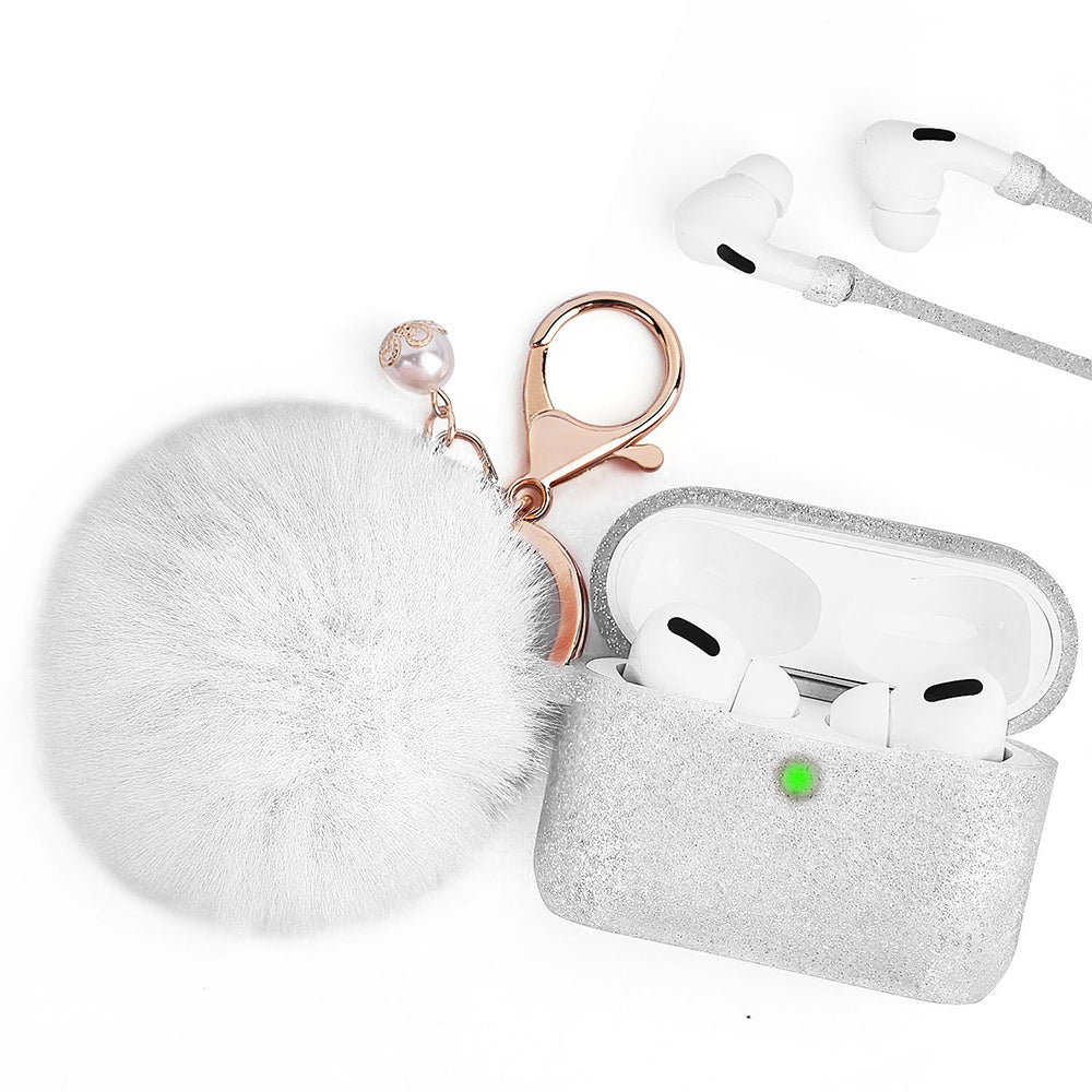 White Glitter Keychain Case for Airpods Pro