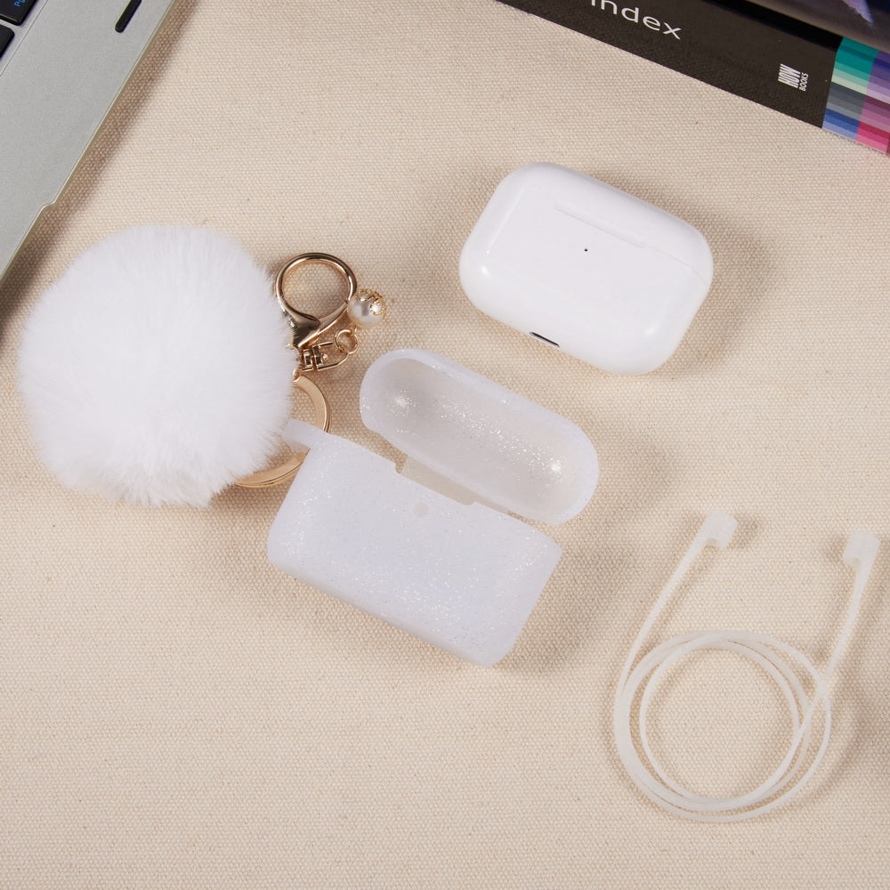 White Glitter Keychain Case for Airpods Pro